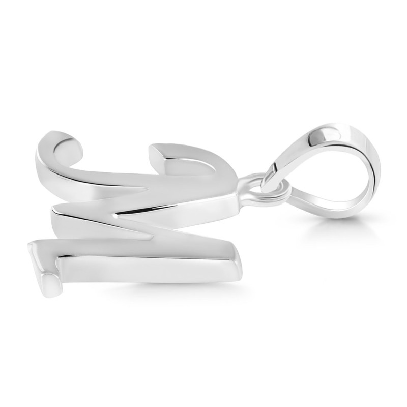 Plain Silver Alphabet M Pendant