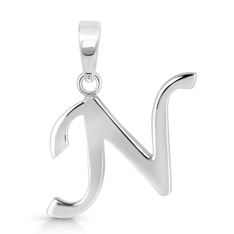 Plain Silver Alphabet N Pendant PS-RDA-118.