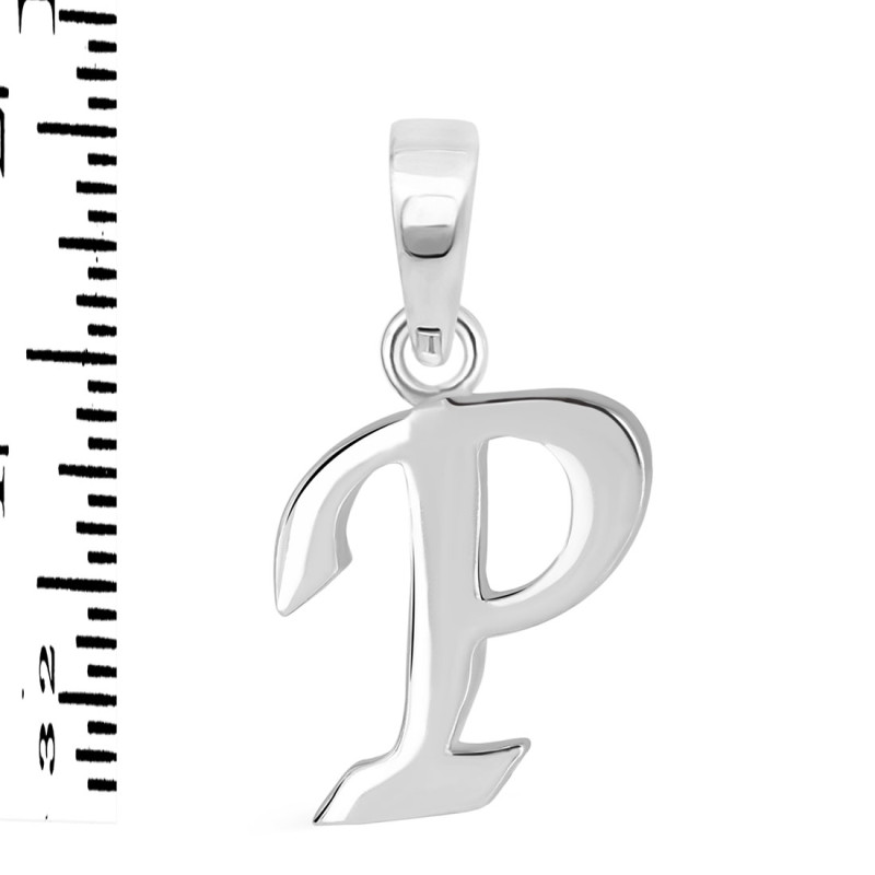 Plain Silver Alphabet P Pendant PS-RDA-120.