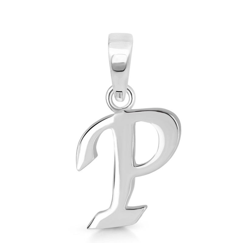 Plain Silver Alphabet P Pendant PS-RDA-120.