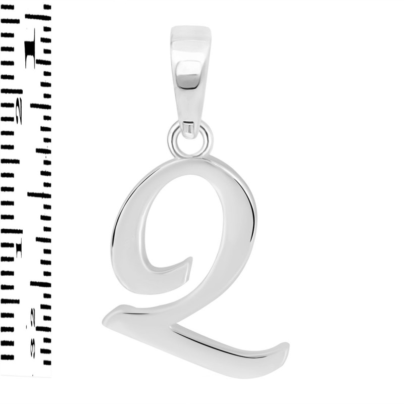 Plain Silver Alphabet Q Pendant PS-RDA-121.