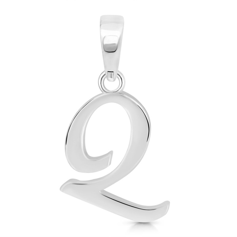 Plain Silver Alphabet Q Pendant PS-RDA-121.