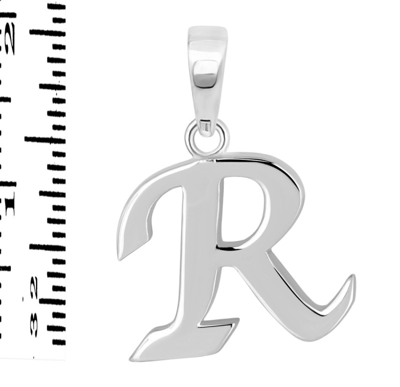 Plain Silver Alphabet R Pendant PS-RDA-122.