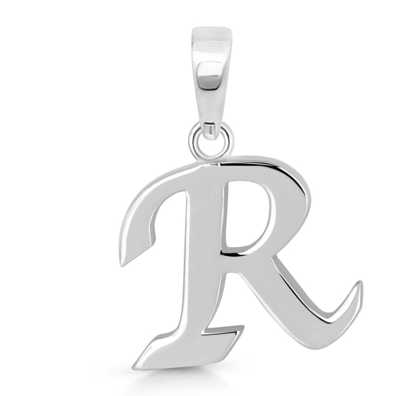 Plain Silver Alphabet R Pendant PS-RDA-122.
