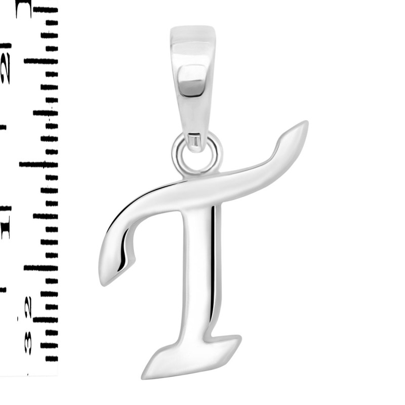 Plain Silver Alphabet T Pendant PS-RDA-124.