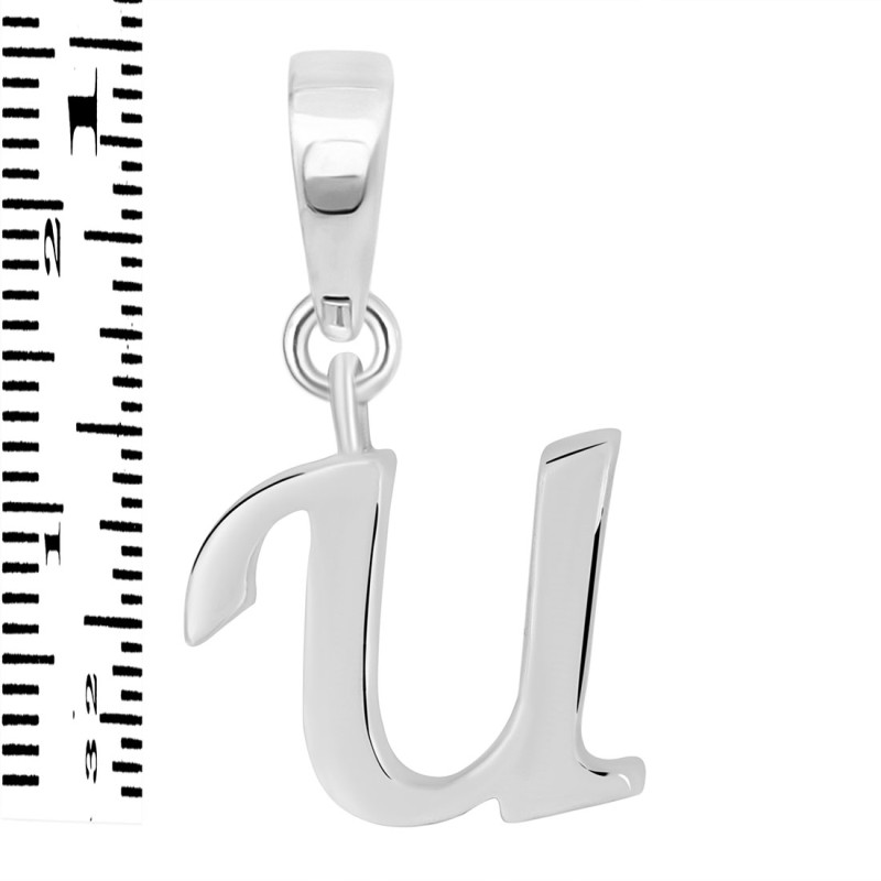 Plain Silver Alphabet U Pendant PS-RDA-125.