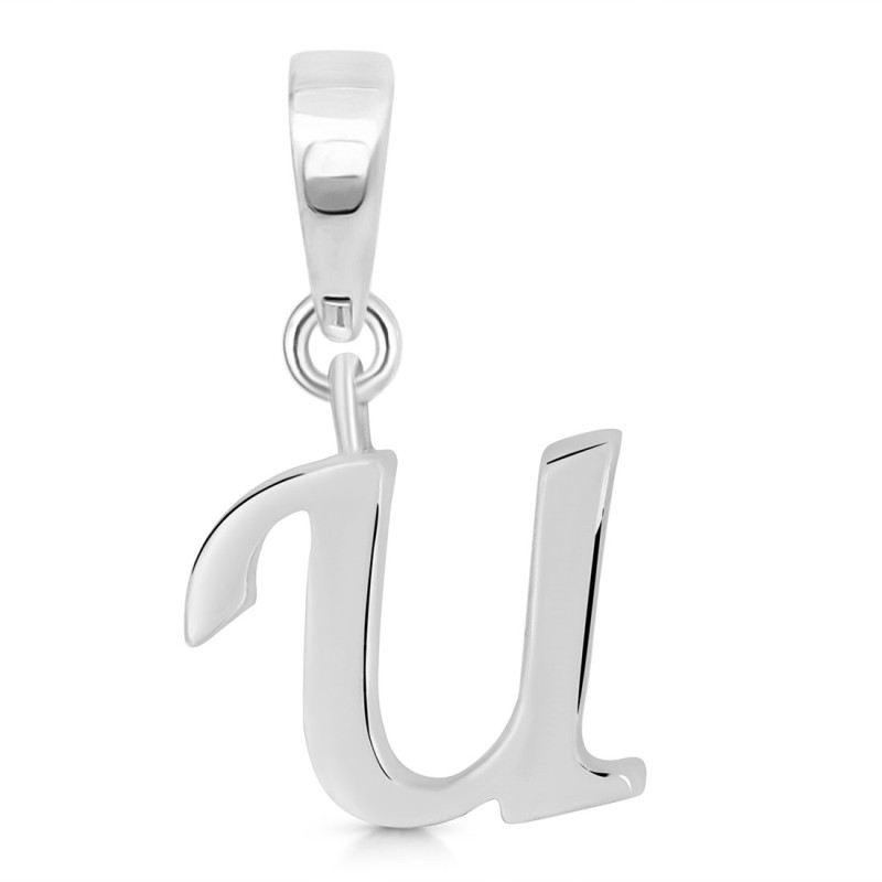 Plain Silver Alphabet U Pendant PS-RDA-125.