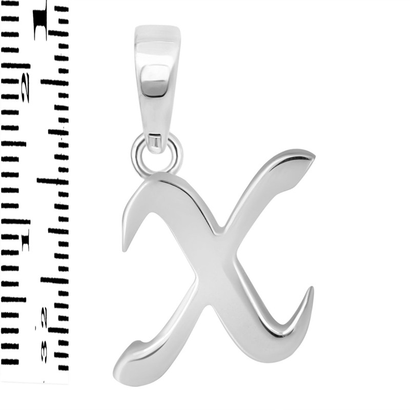 Plain Silver Alphabet X Pendant PS-RDA-128.