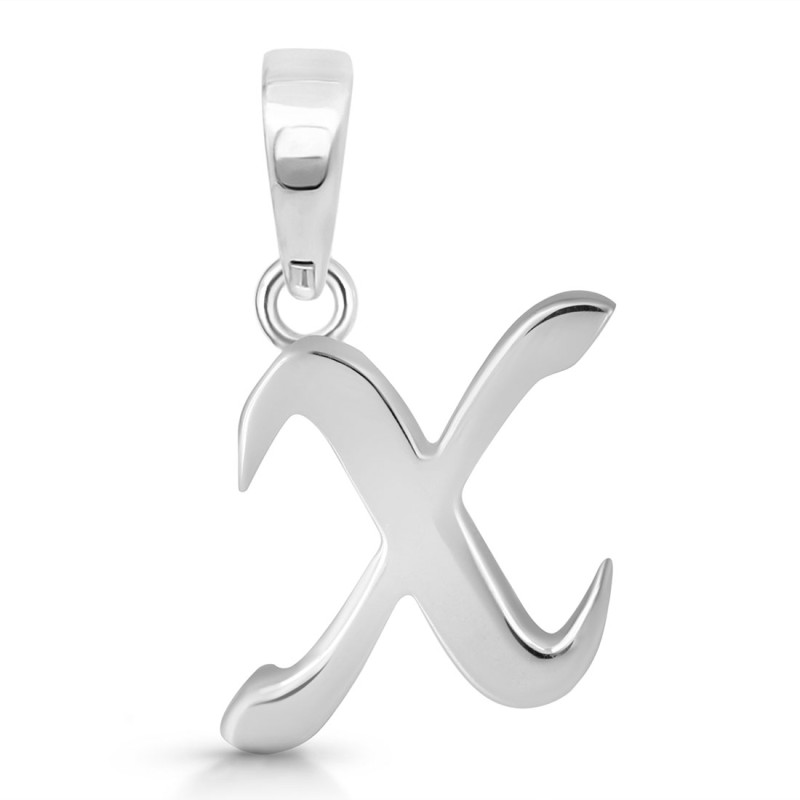 Plain Silver Alphabet X Pendant PS-RDA-128.