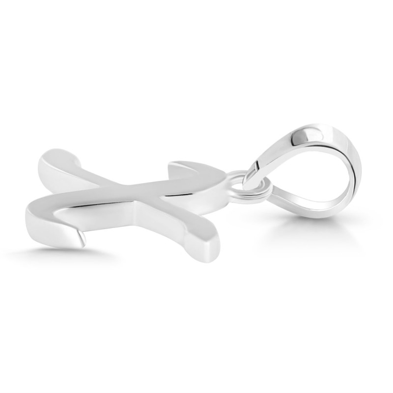 Plain Silver Alphabet X Pendant