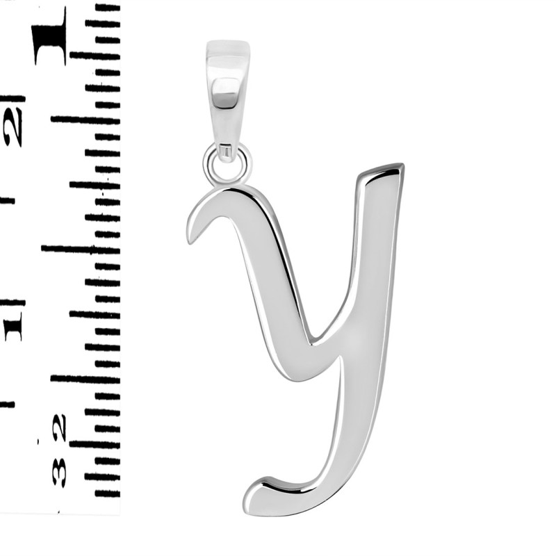 Plain Silver Alphabet Y Pendant PS-RDA-129.