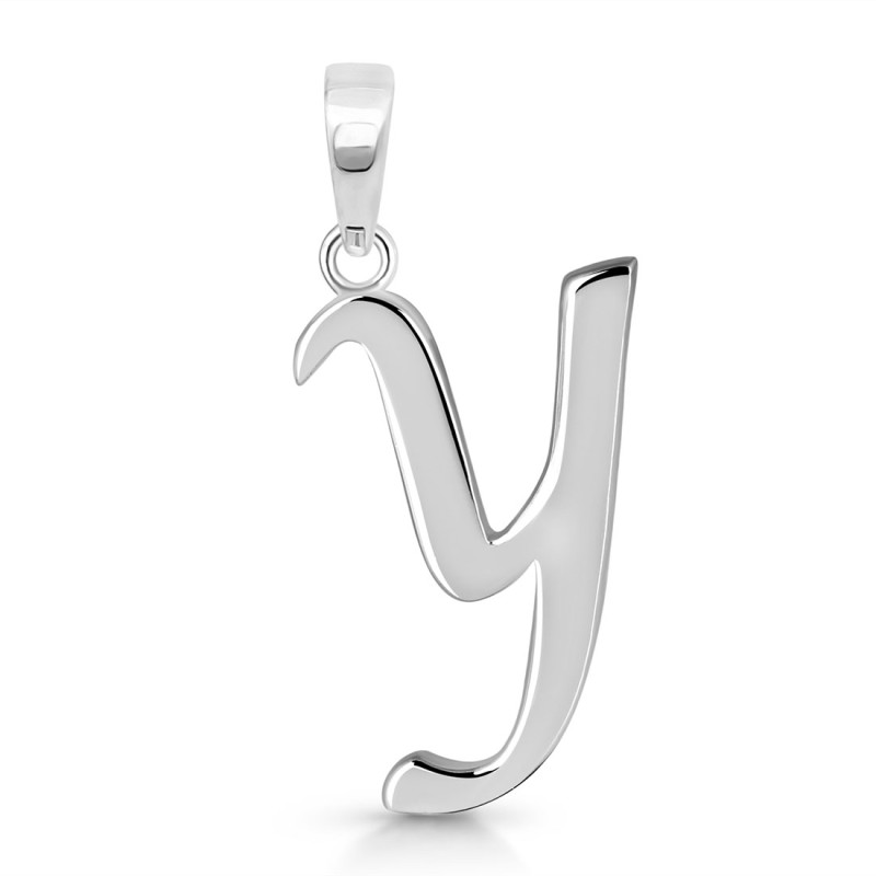 Plain Silver Alphabet Y Pendant PS-RDA-129.