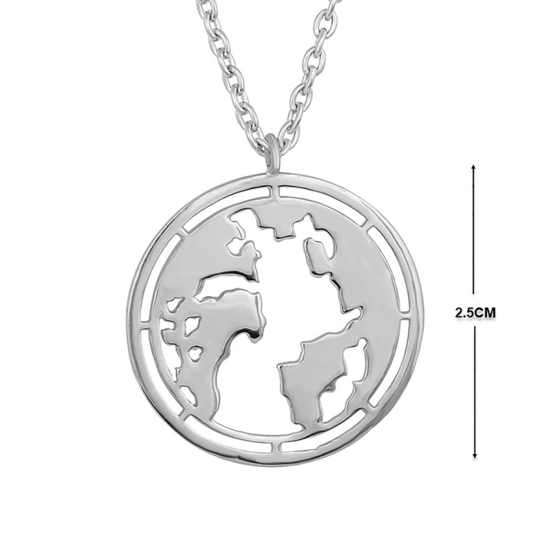 Plain Silver Globe Necklace PS-RDN-37.