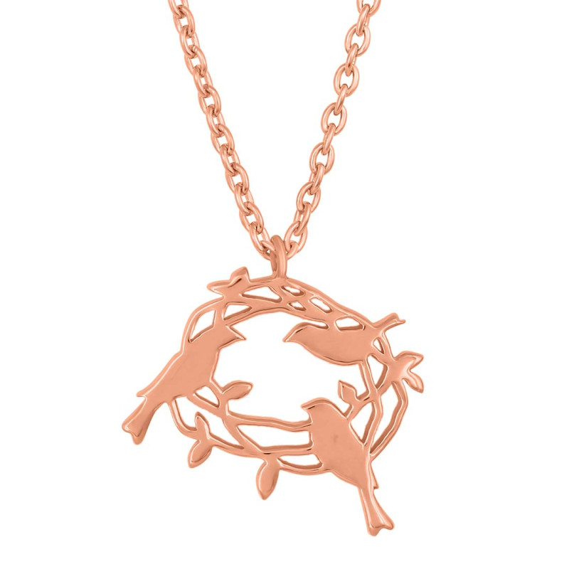 Plain Silver Bird Nest Necklace PS-RDN-40.