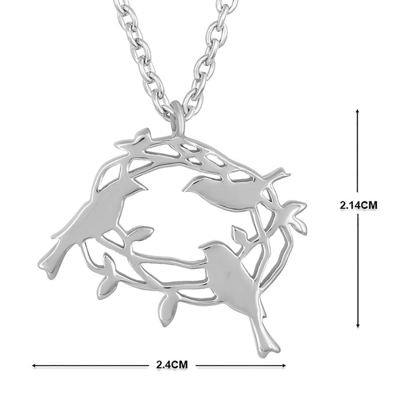 Plain Silver Bird Nest Necklace PS-RDN-40.
