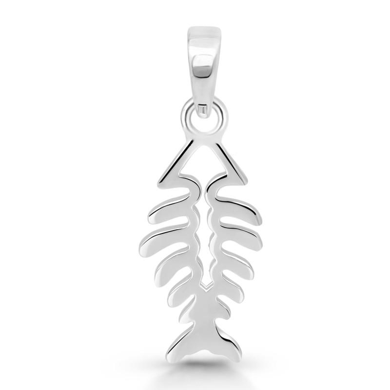 Plain Silver Fish Bone Pendant PS-RDP-374.