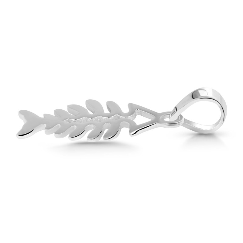 Plain Silver Fish Bone Pendant
