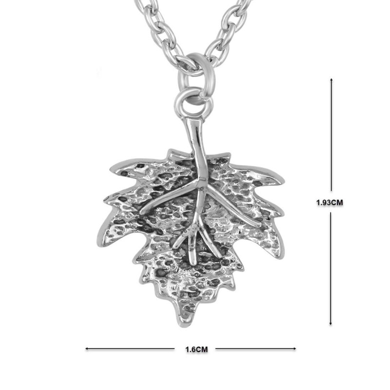 Plain Silver Maple Leaf Necklace PS-RDP-442.