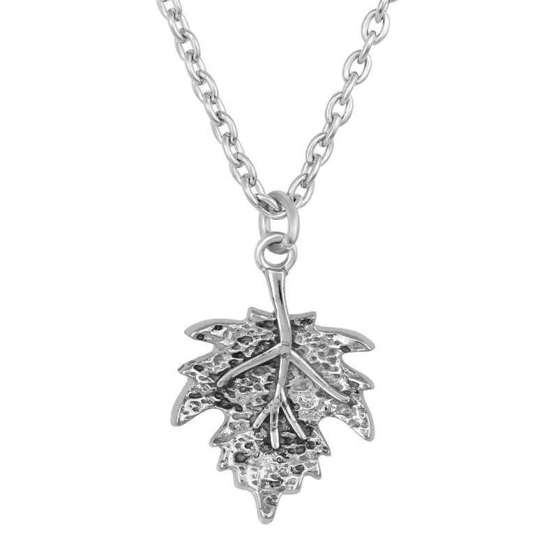Plain Silver Maple Leaf Necklace PS-RDP-442.