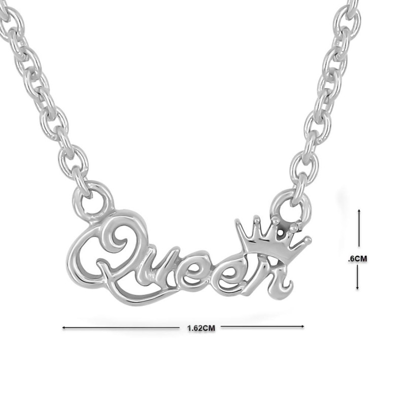 Plain Silver Queen Necklace PS-RDP-445.