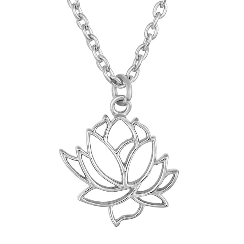 Plain Silver Lotus Necklace PS-RDP-446.