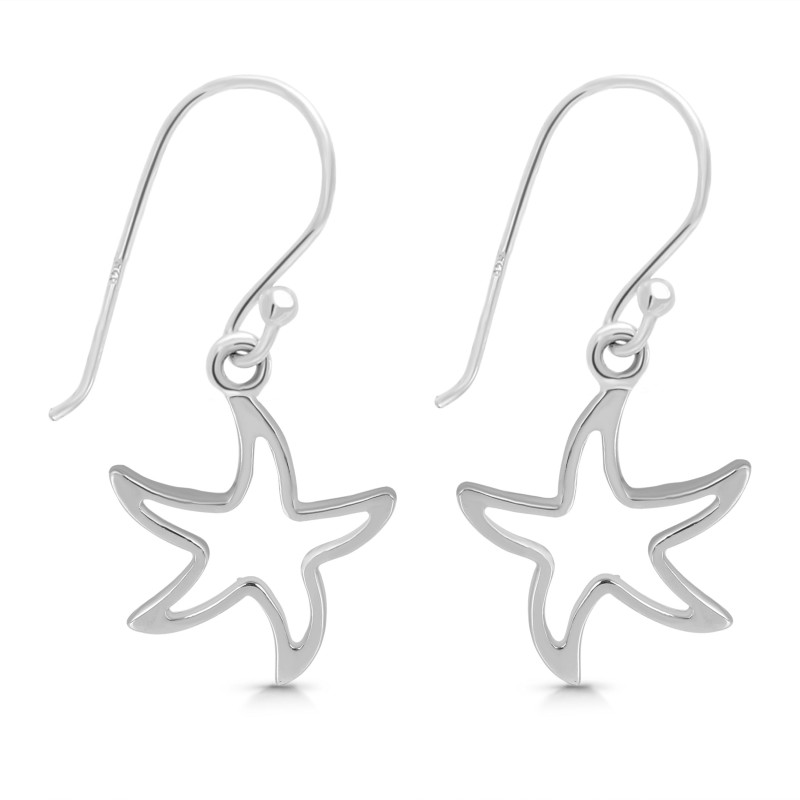 Plain Silver Star Fish Earring  PS-RDE-962.