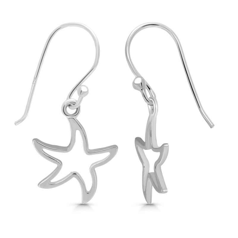 Plain Silver Star Fish Earring 