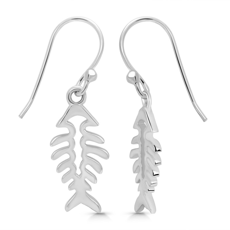 Plain Silver Fish Bone Earring 