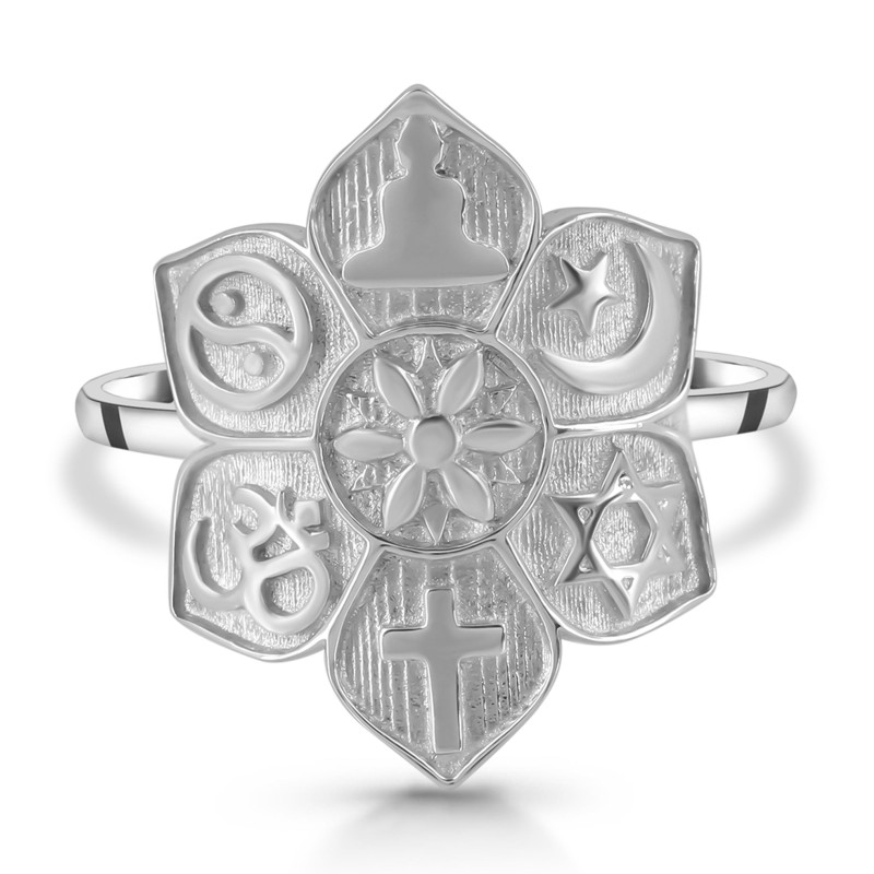Unity Of Religions Plain Silver Jewelry Set PS-RDR-324 / RDE-545 / RDN-13 / RDB-13.