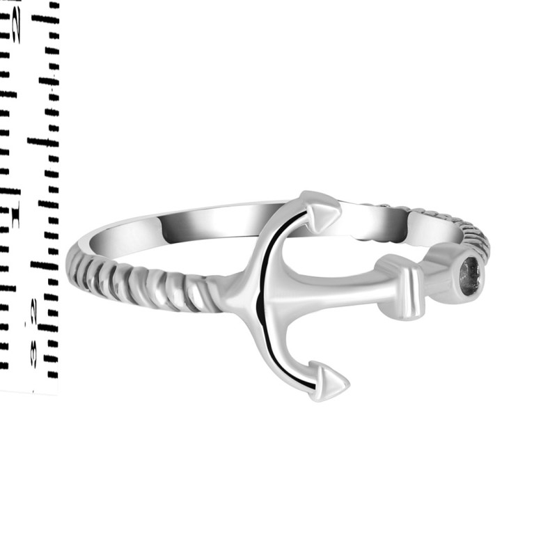 Plain Silver Anchor Ring PS-RDR-492.