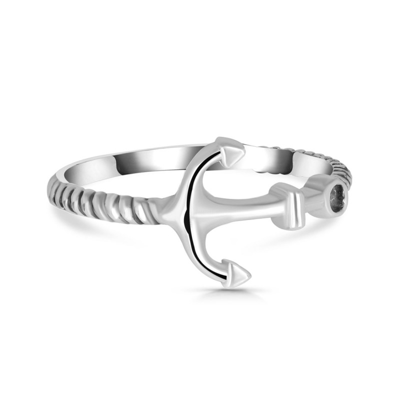 Plain Silver Anchor Ring PS-RDR-492.