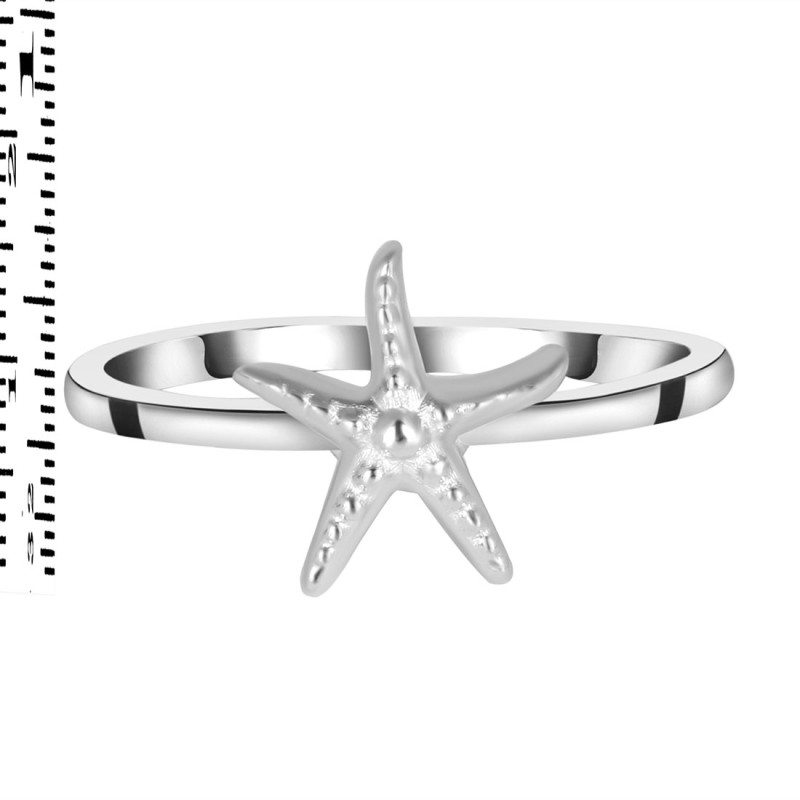 Plain Silver Star Fish Ring PS-RDR-583.