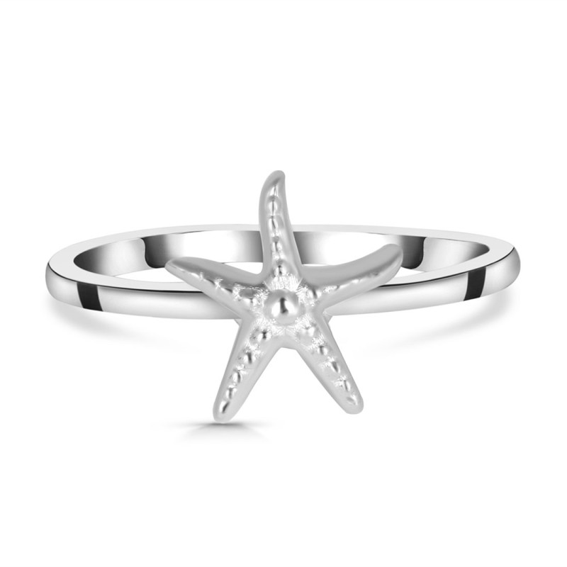 Plain Silver Star Fish Ring PS-RDR-583.