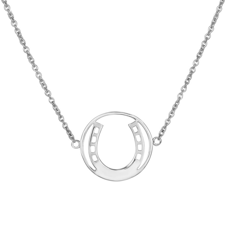 Horse Shoe Plain Silver Necklace PS-RDN-1.