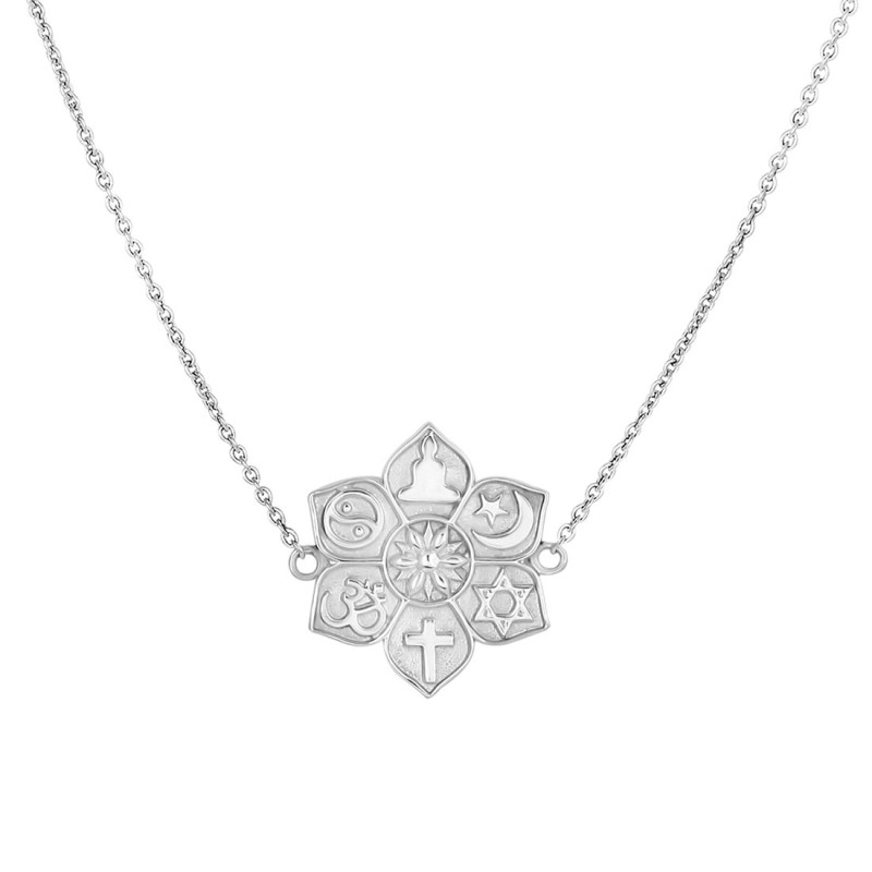 Unity Of Religions Plain Silver Necklace PS-RDN-13.