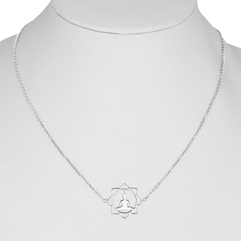 Human Body Chakra Plain Silver Necklace PS-RDN-14.