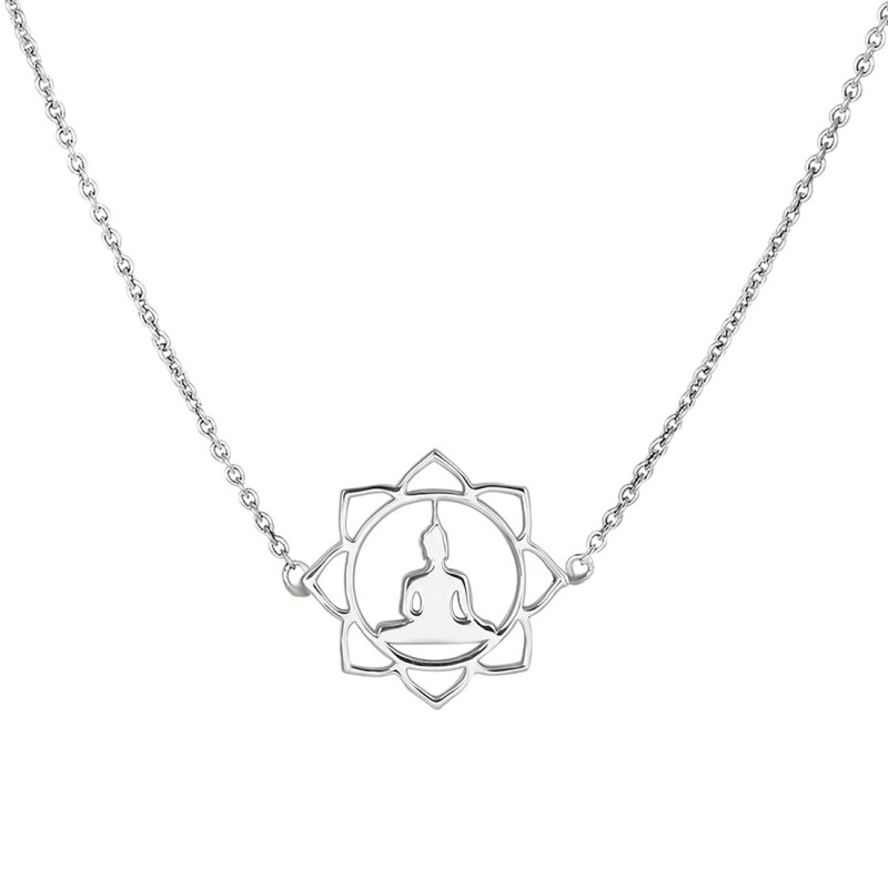 Human Body Chakra Plain Silver Necklace PS-RDN-14.