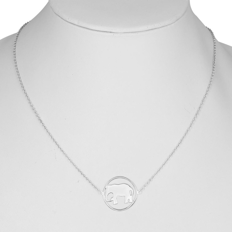 Elephant Plain Silver Necklace PS-RDN-2.