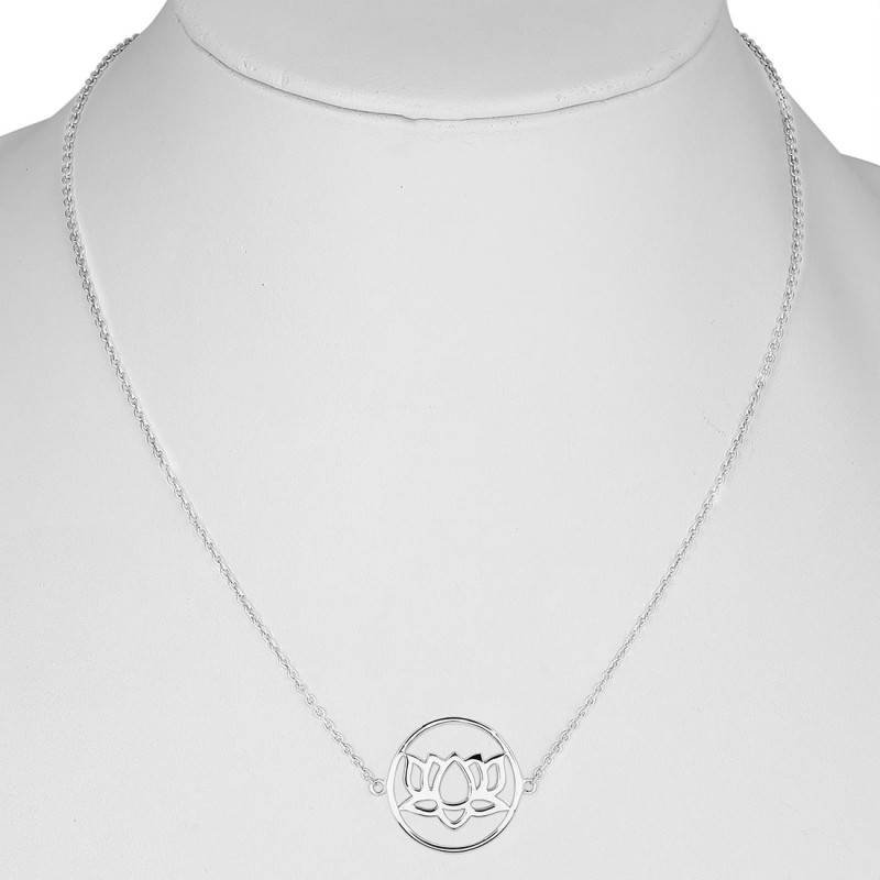 Lotus Plain Silver Necklace PS-RDN-4.