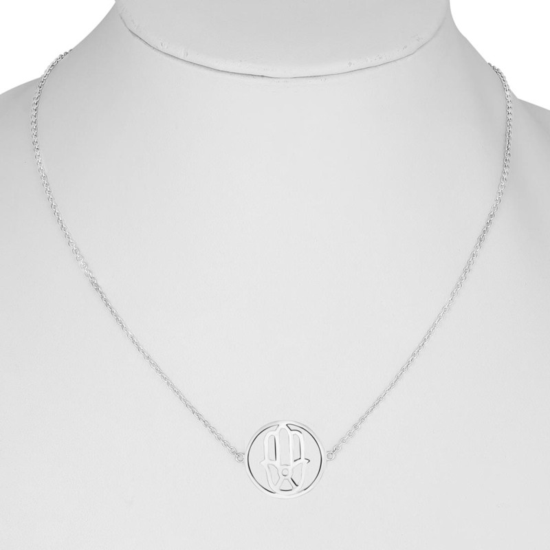Hamsa Hand Plain Silver Necklace PS-RDN-5.