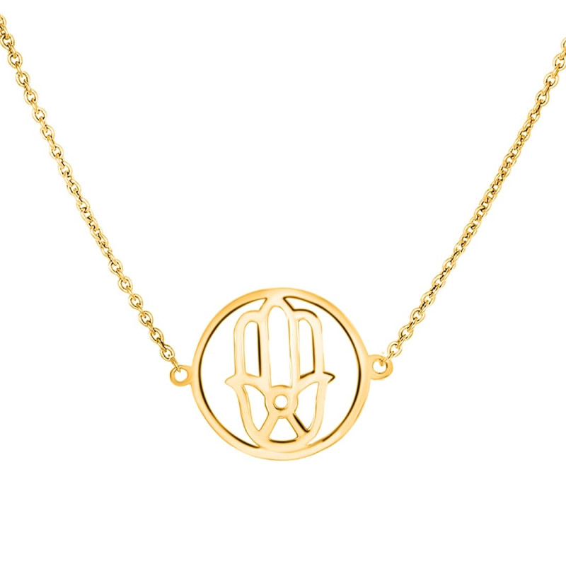 Hamsa Hand Plain Silver Necklace PS-RDN-5.