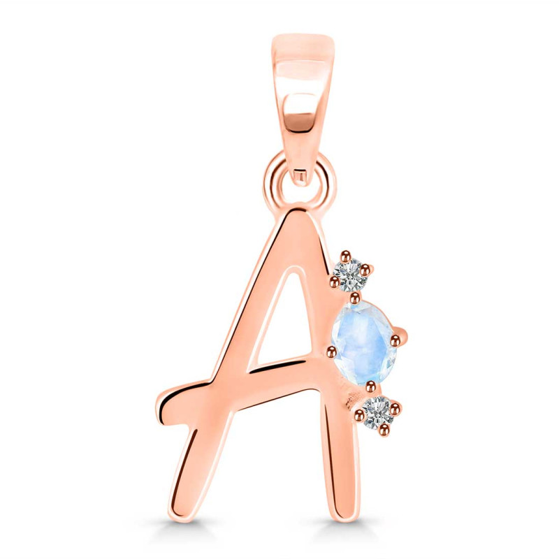 Moonstone & White Topaz Alphabet A Pendant RBM-RDA-1.