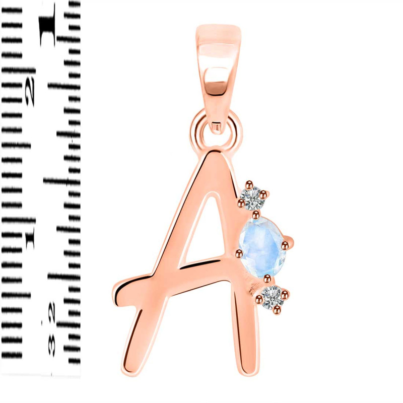 Moonstone & White Topaz Alphabet A Pendant RBM-RDA-1.
