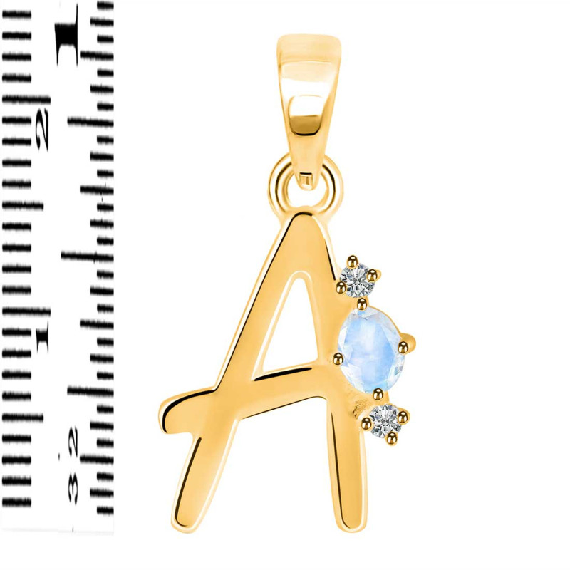 Moonstone & White Topaz Alphabet A Pendant RBM-RDA-1.