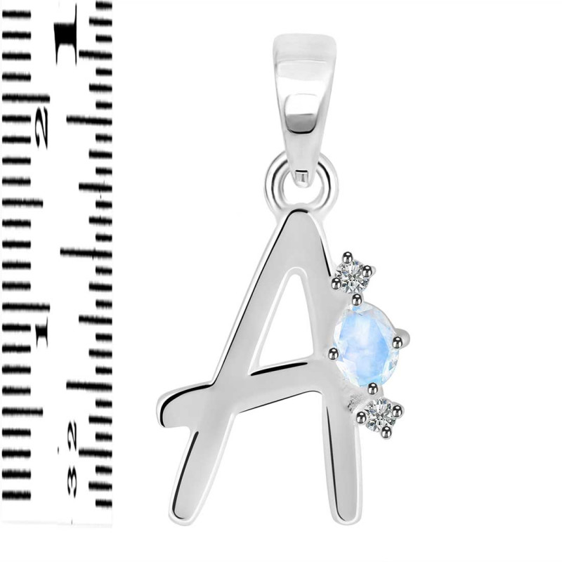 Moonstone & White Topaz Alphabet A Pendant RBM-RDA-1.