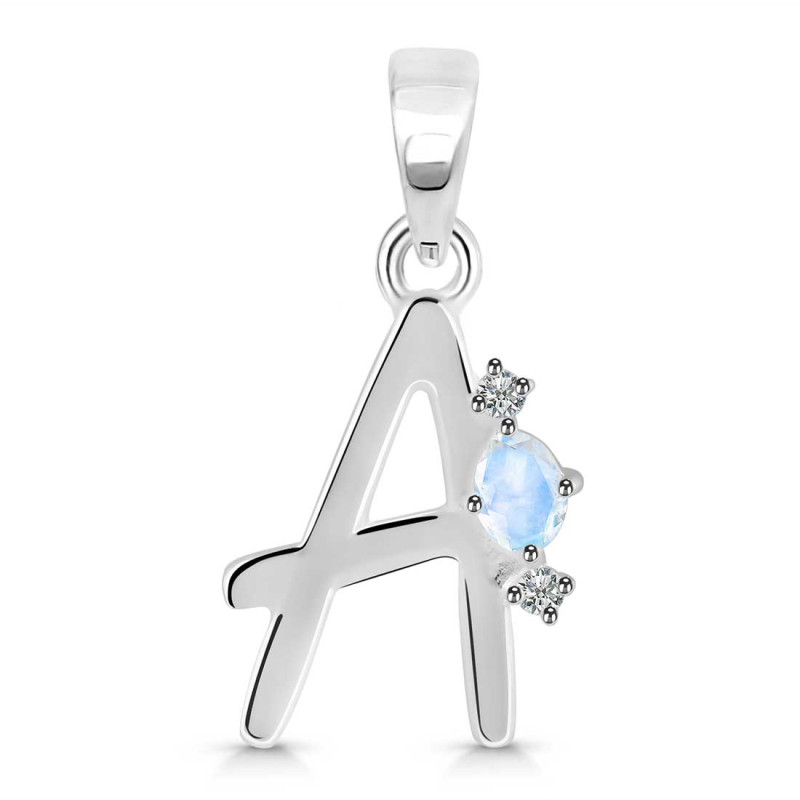 Moonstone & White Topaz Alphabet A Pendant RBM-RDA-1.