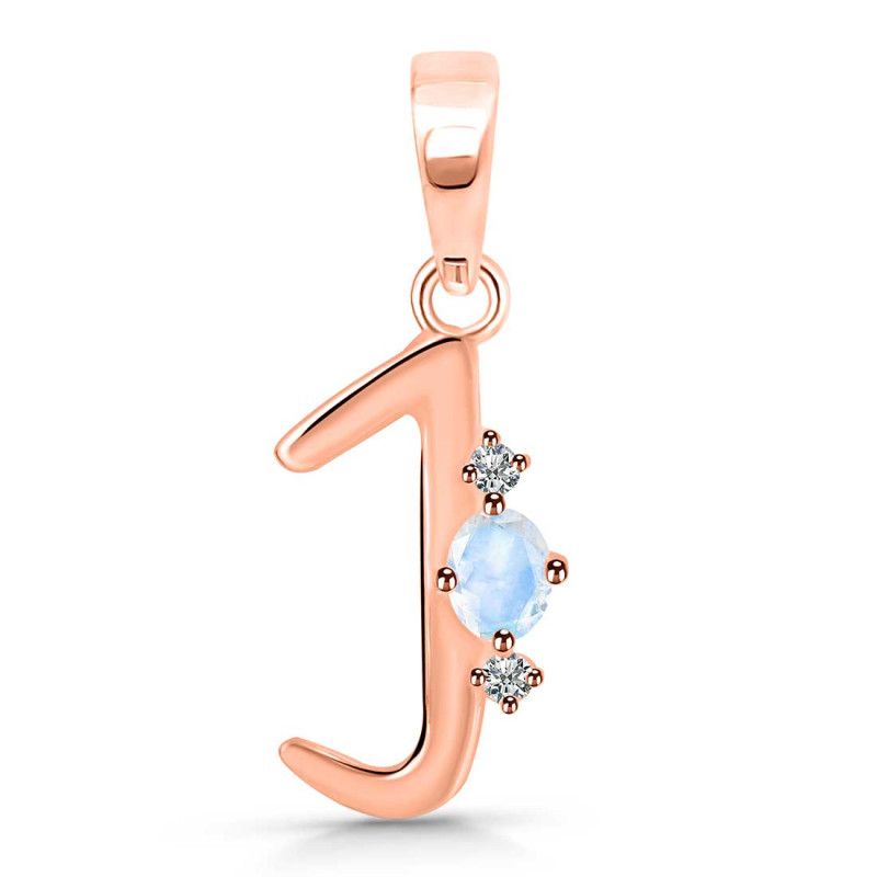 Moonstone & White Topaz Alphabet J Pendant RBM-RDA-10.