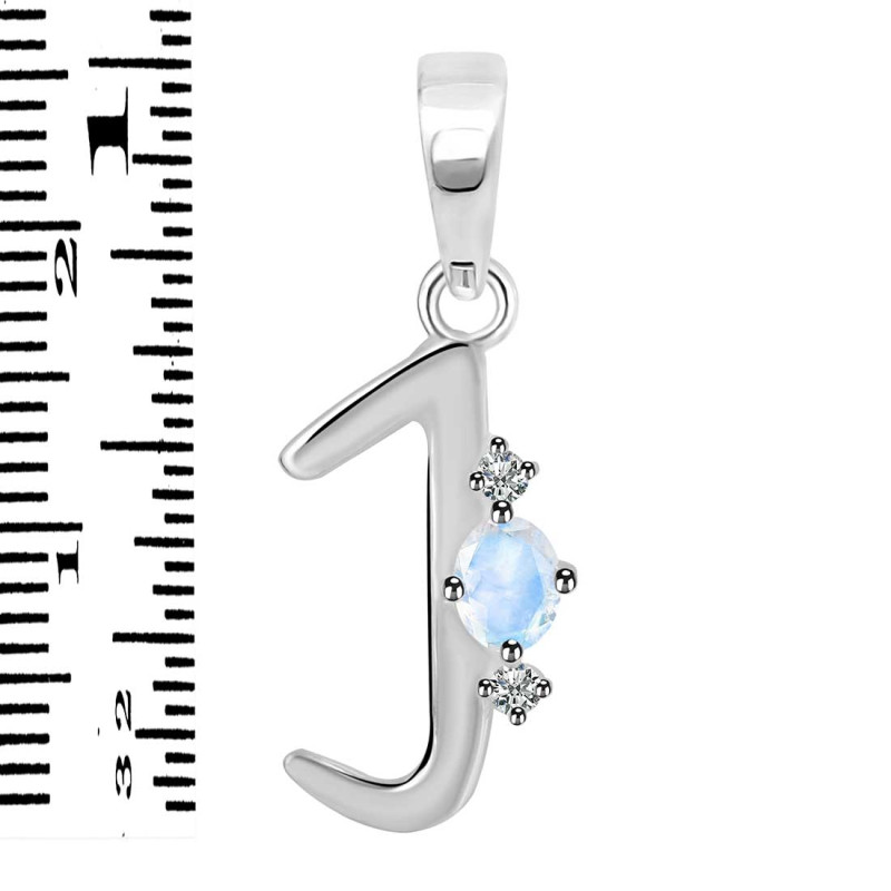 Moonstone & White Topaz Alphabet J Pendant RBM-RDA-10.