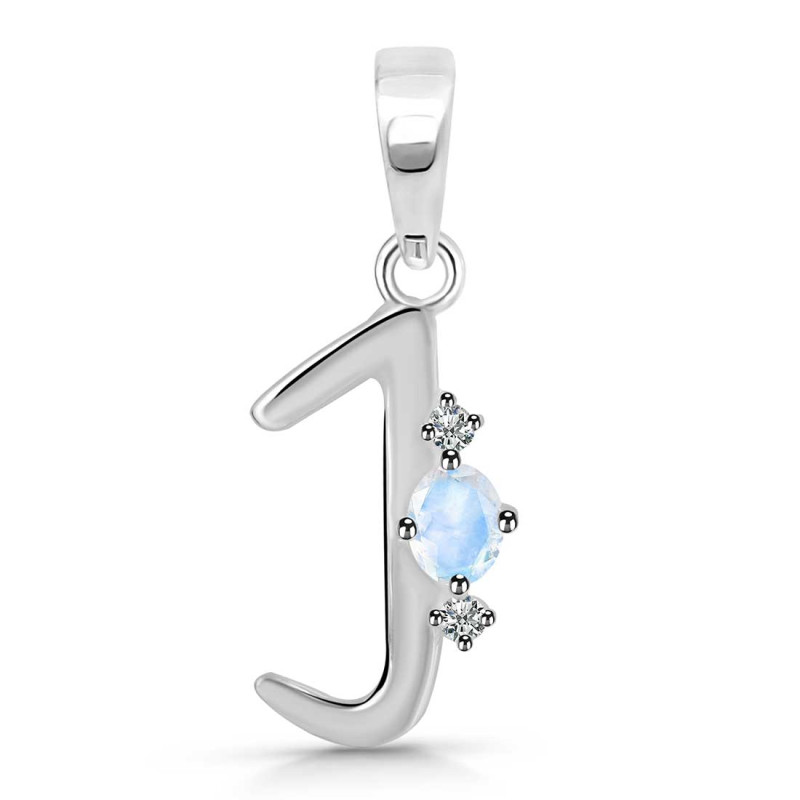 Moonstone & White Topaz Alphabet J Pendant RBM-RDA-10.