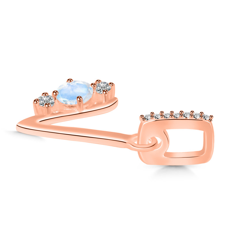 Moonstone & White Topaz Alphabet V Pendant RBM-RDA-100.